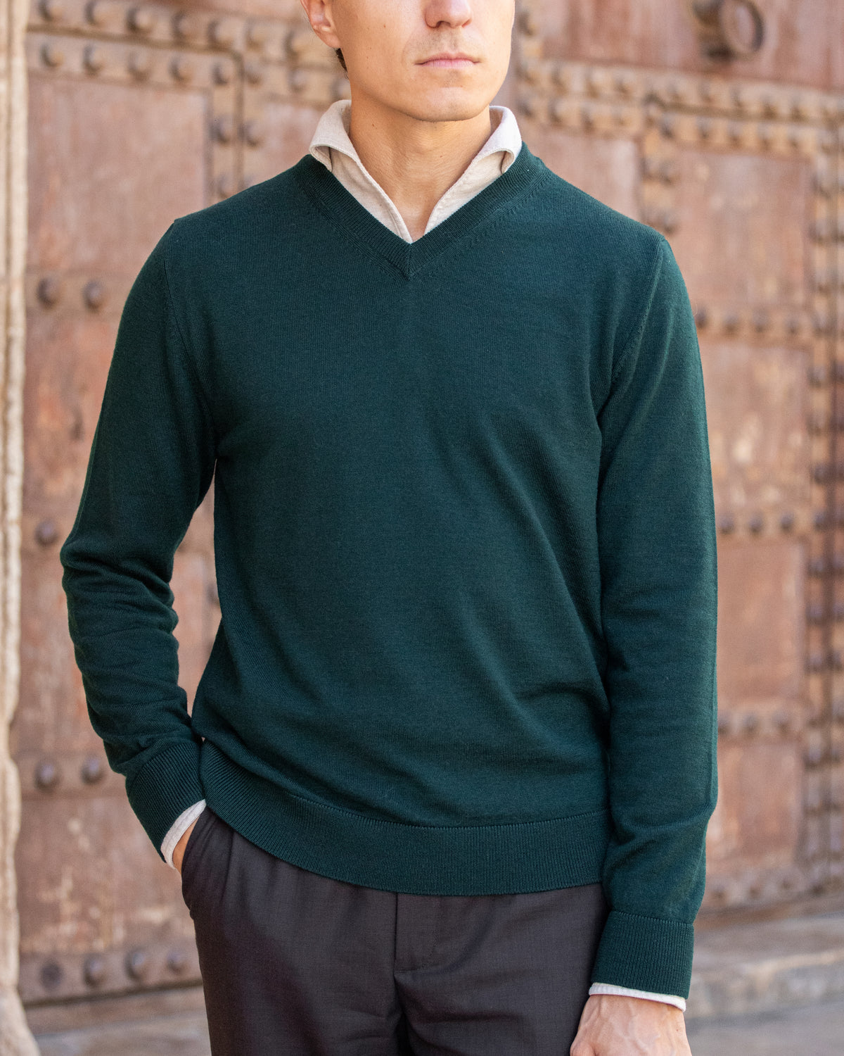 Jersey Cuello pico Lana Merino Zegna Baruffa