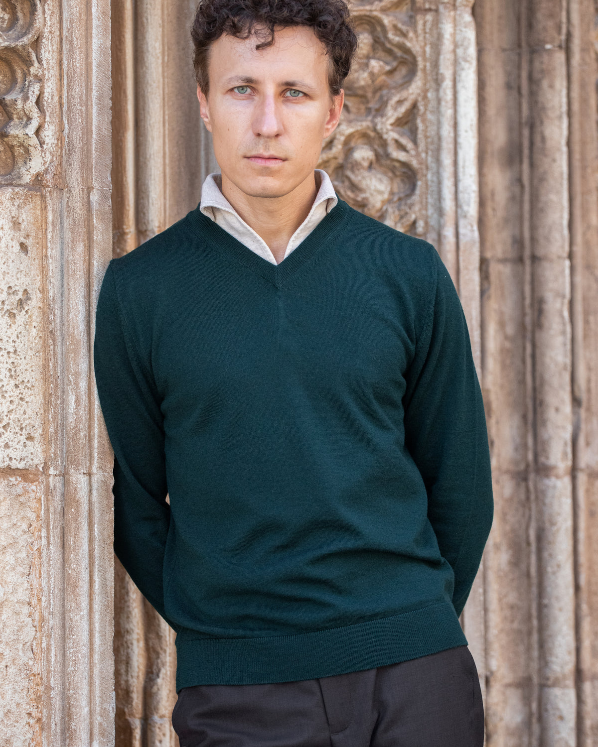 Jersey Cuello pico Lana Merino Zegna Baruffa