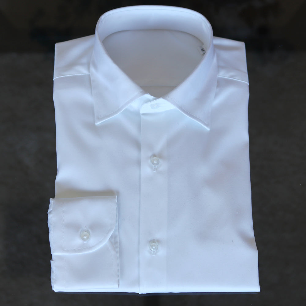 White Shirt with Hidden Button Collar