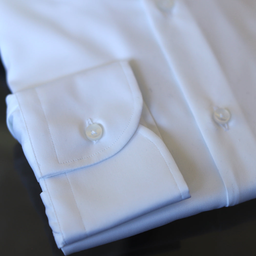 White Shirt with Hidden Button Collar